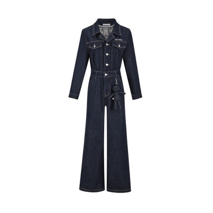 13DE MARZO Bear Denim Jumpsuit Navy Blue - 13DE MARZO