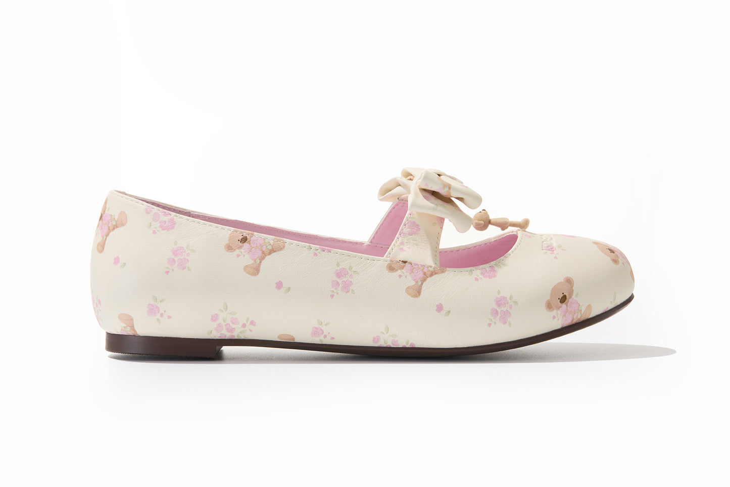 13DE MARZO Floral-Print Lined Ballet Flats Beige