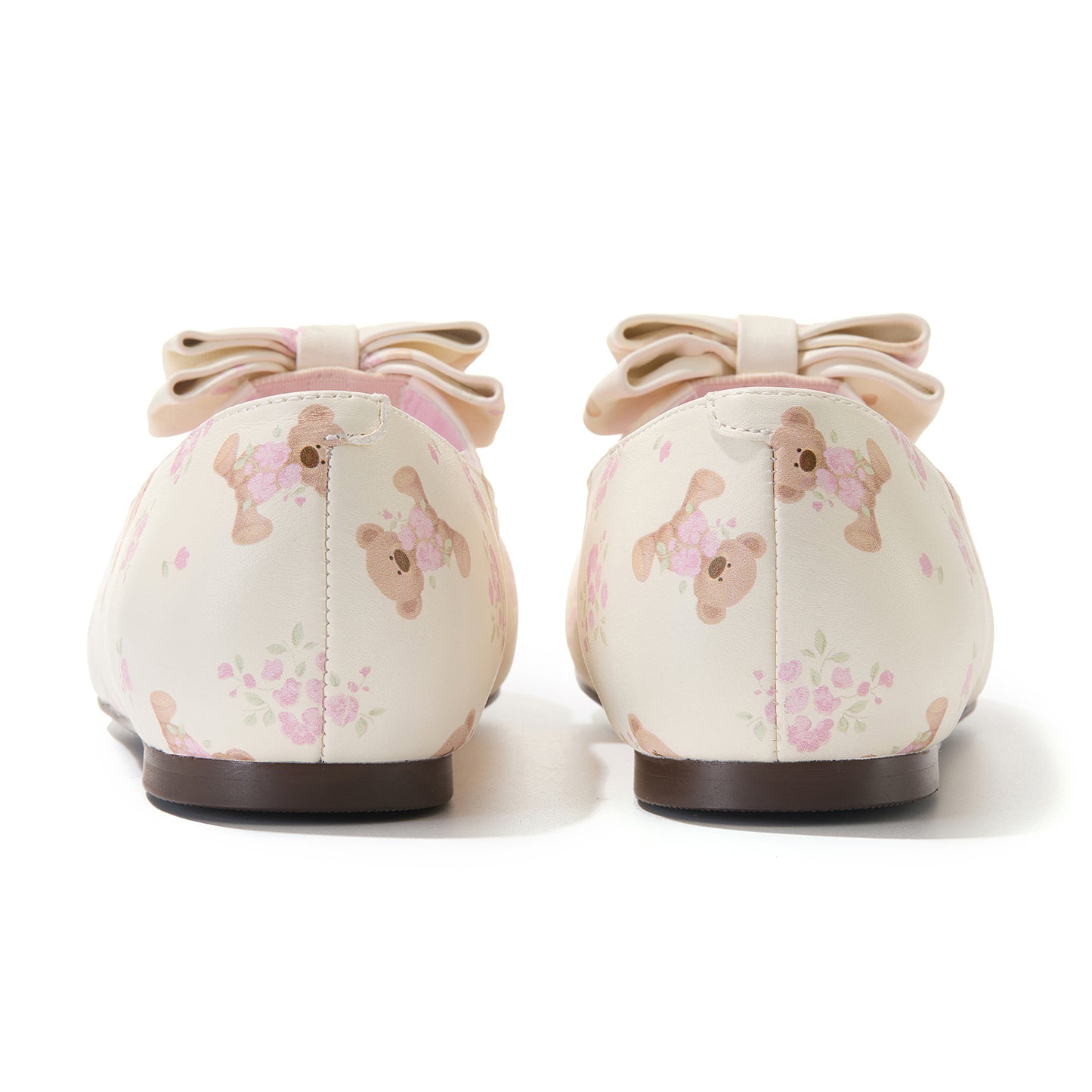 13DE MARZO Floral-Print Lined Ballet Flats Beige
