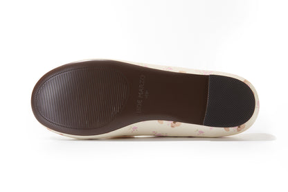 13DE MARZO Floral-Print Lined Ballet Flats Beige