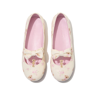 13DE MARZO Floral-Print Lined Ballet Flats Beige