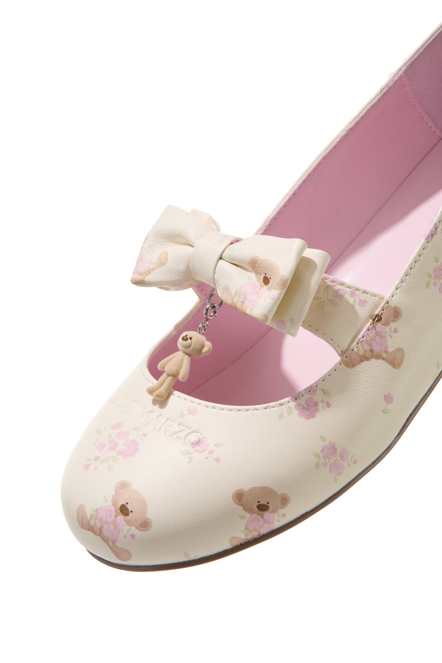 13DE MARZO Floral-Print Lined Ballet Flats Beige
