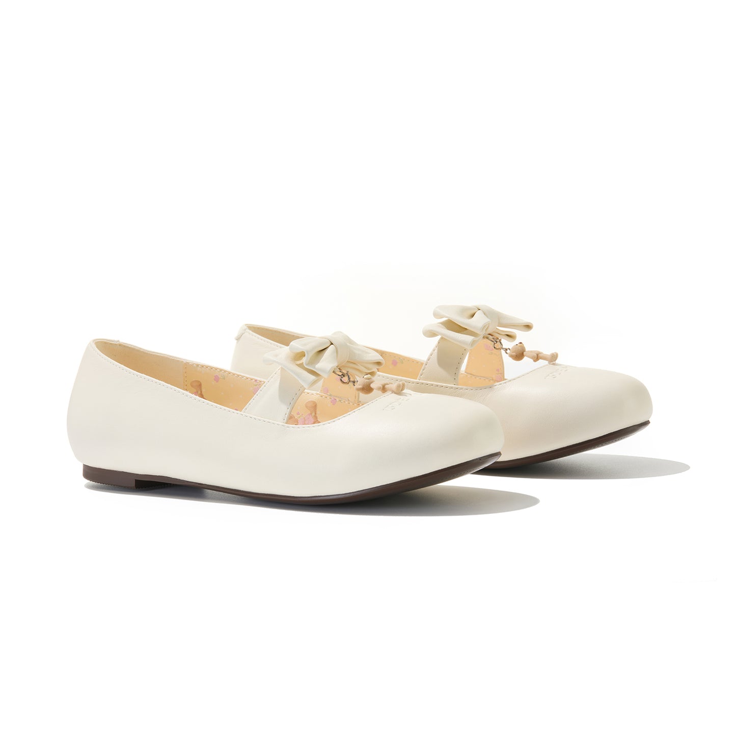 13DE MARZO Floral-Print Lined Ballet Flats White