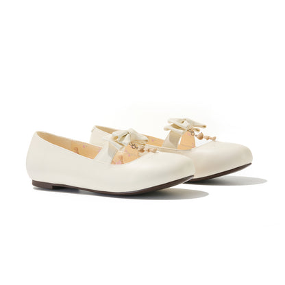 13DE MARZO Floral-Print Lined Ballet Flats White