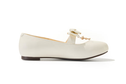 13DE MARZO Floral-Print Lined Ballet Flats White