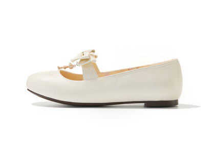 13DE MARZO Floral-Print Lined Ballet Flats White