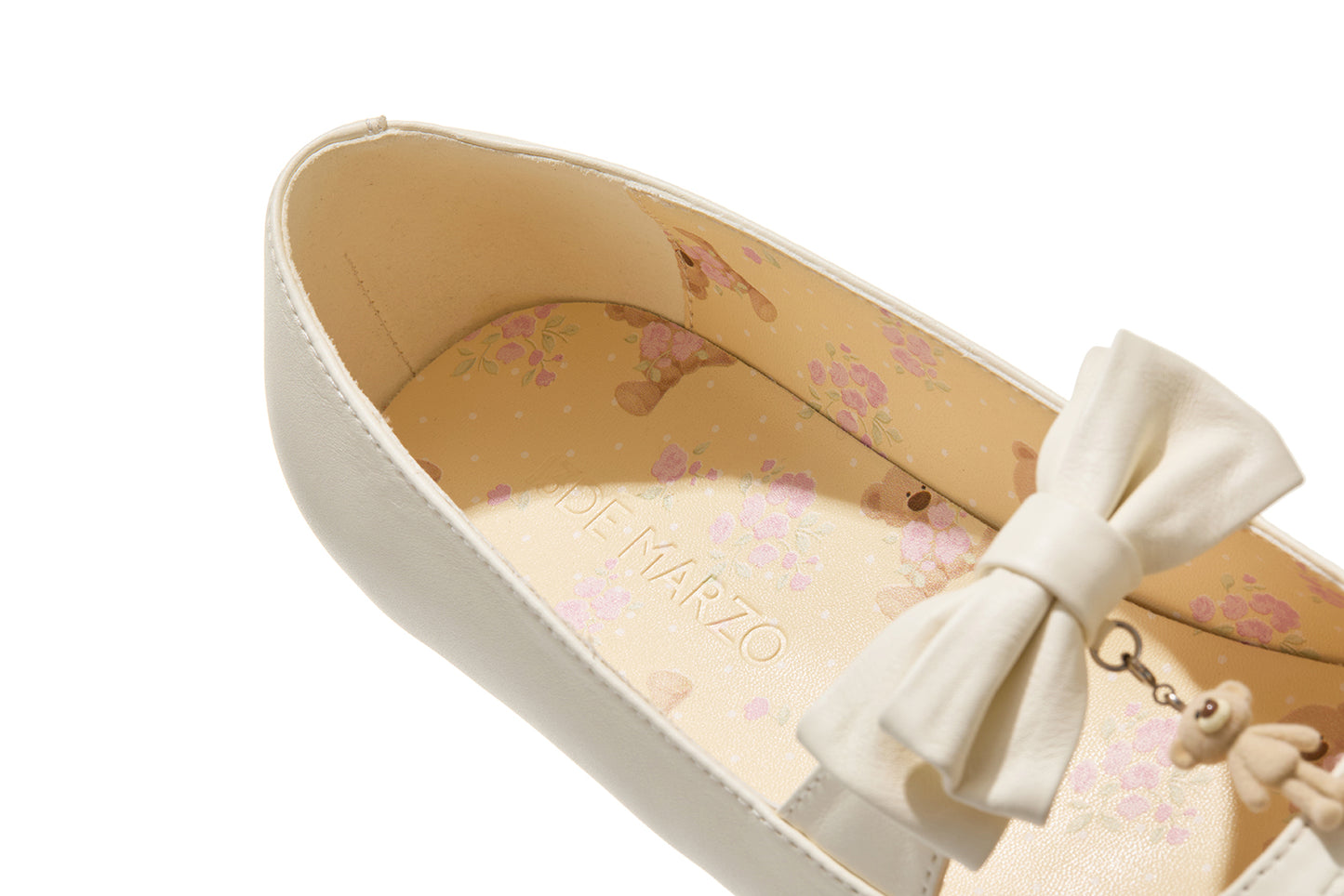 13DE MARZO Floral-Print Lined Ballet Flats White