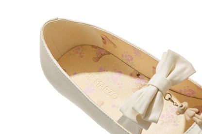 13DE MARZO Floral-Print Lined Ballet Flats White