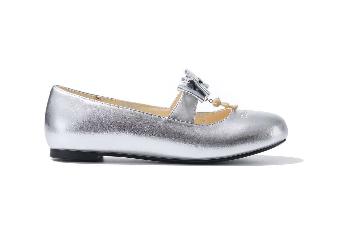 13DE MARZO Floral-Print Lined Ballet Flats Silver