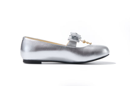 13DE MARZO Floral-Print Lined Ballet Flats Silver
