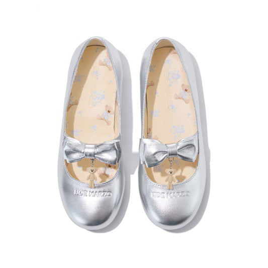 13DE MARZO Floral-Print Lined Ballet Flats Silver