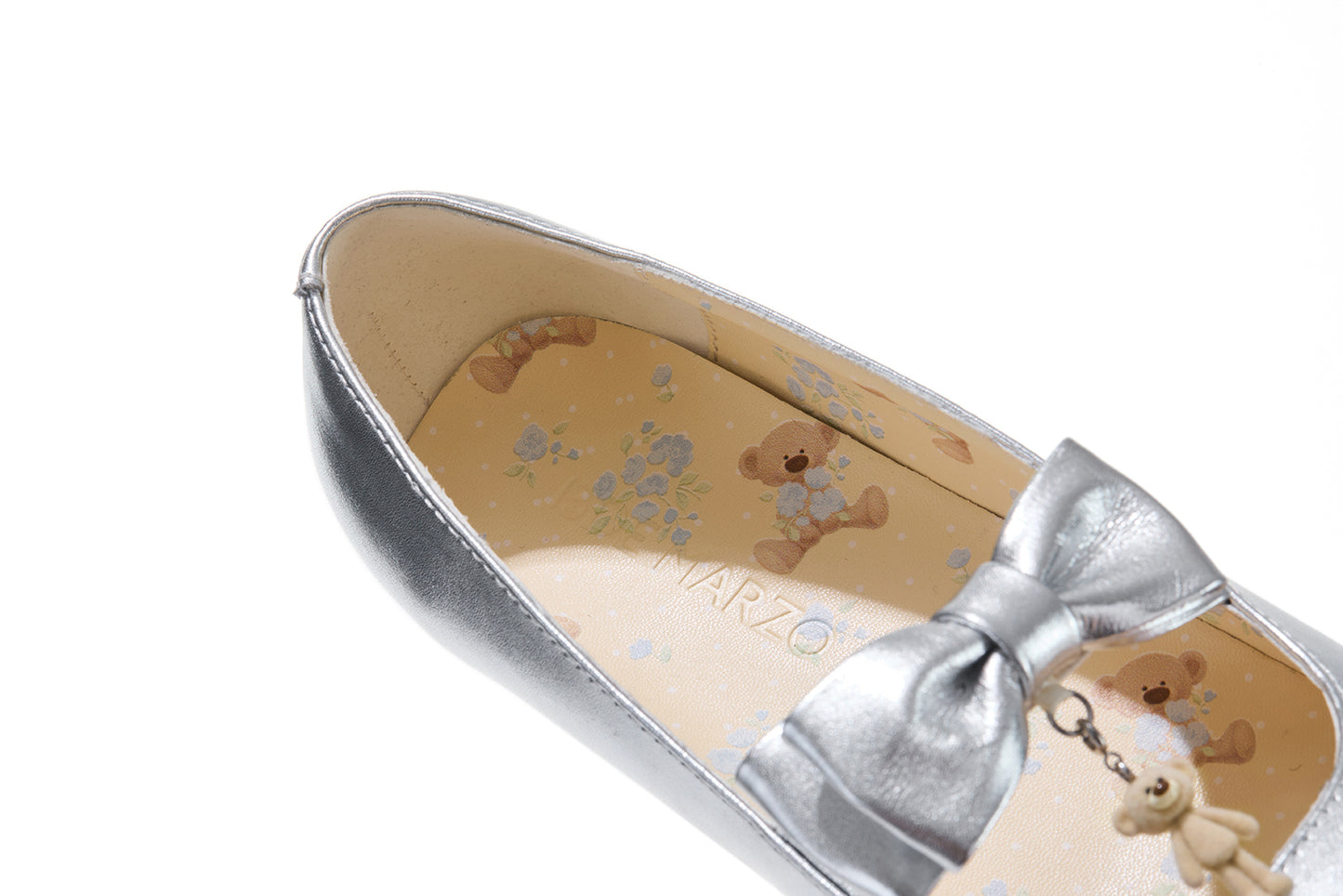 13DE MARZO Floral-Print Lined Ballet Flats Silver