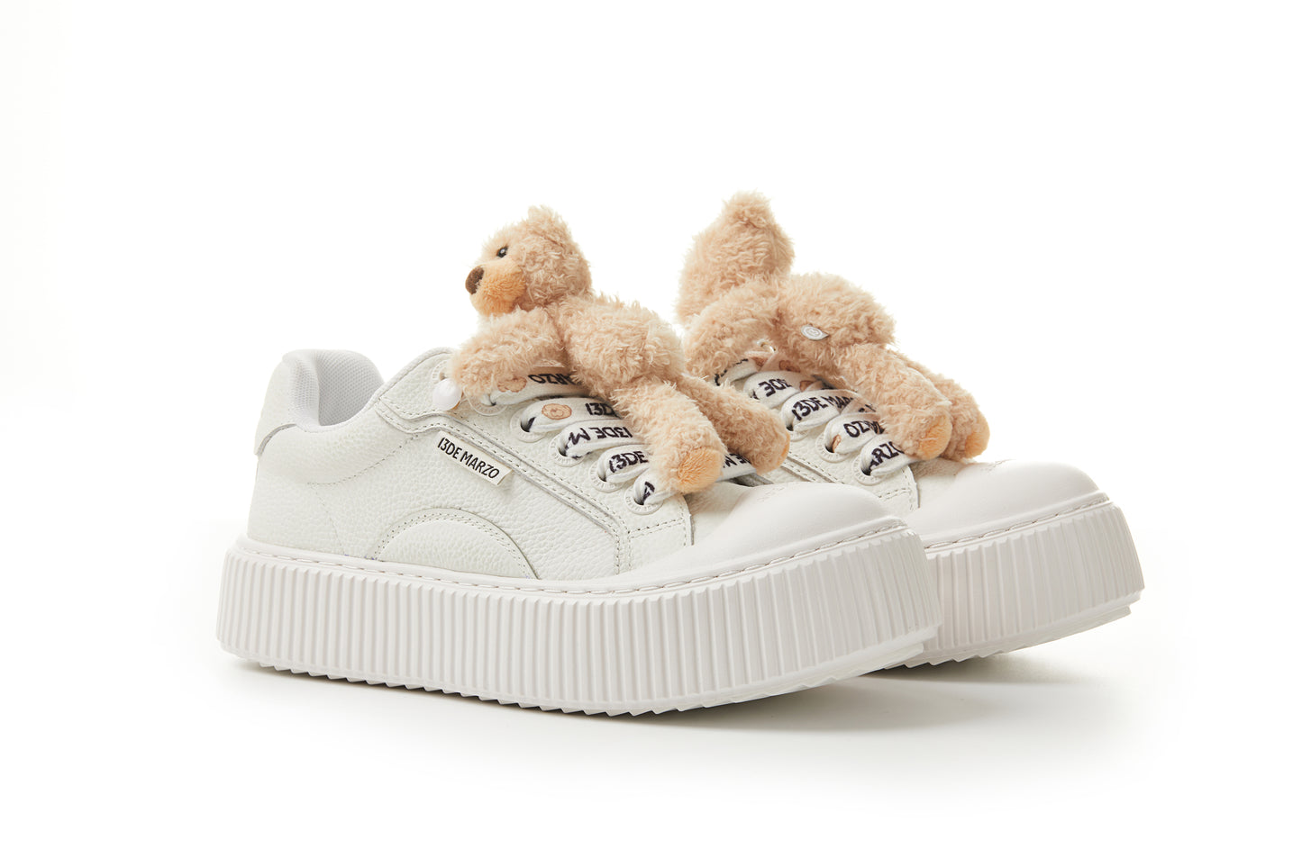 13DE MARZO Bear Logo Lace Platform Shoes