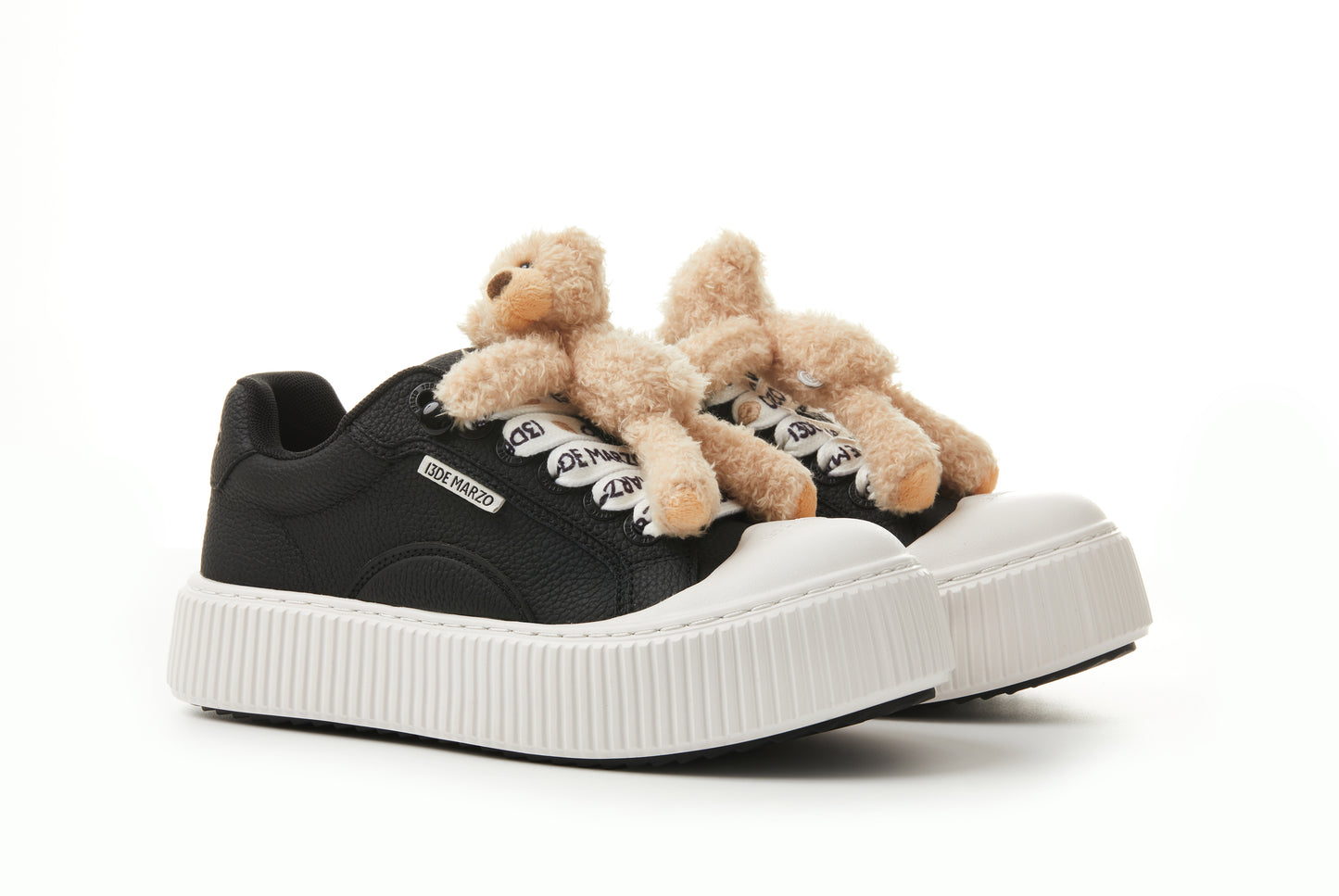 13DE MARZO Bear Logo Lace Platform Shoes