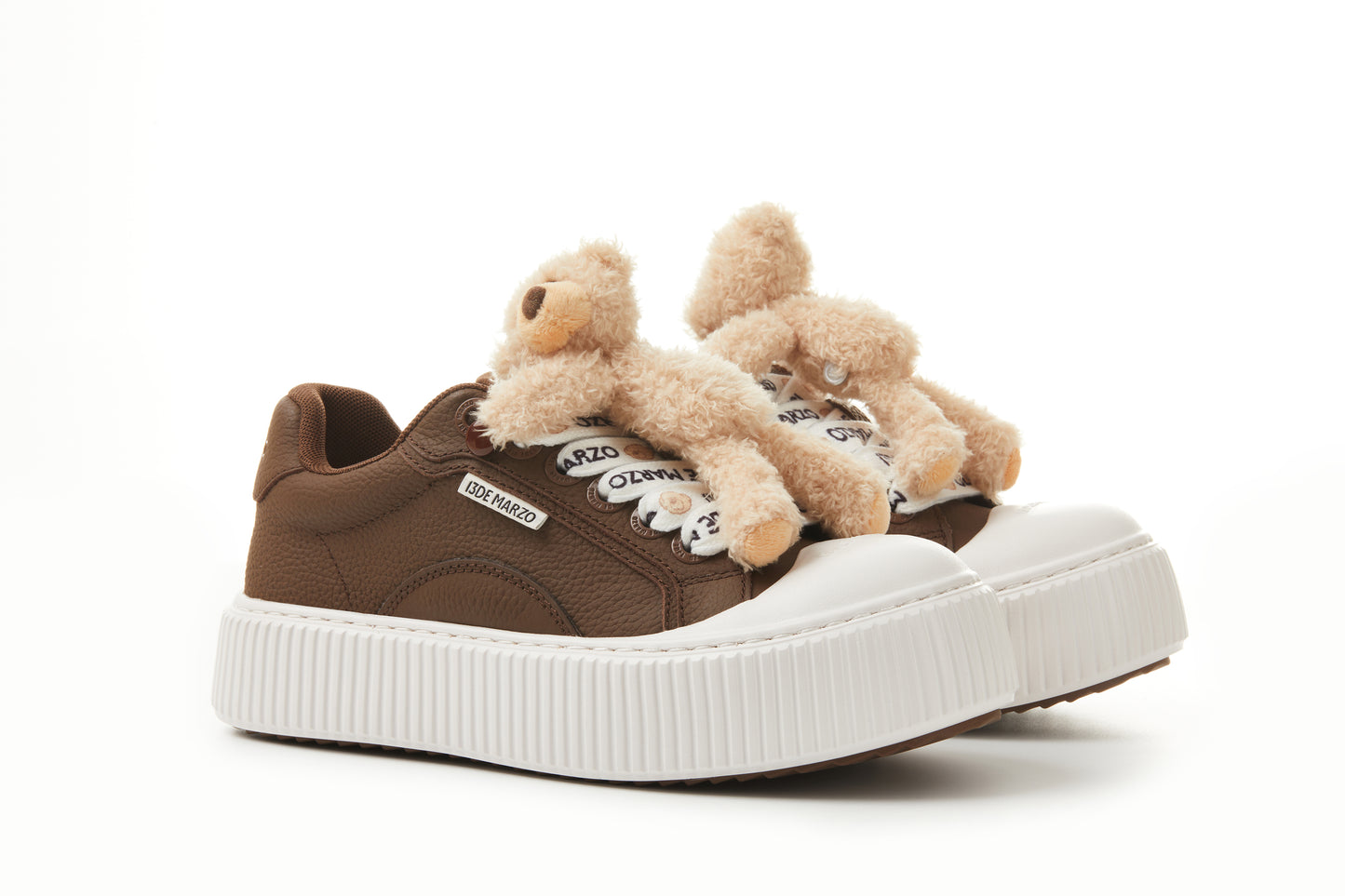 13DE MARZO Bear Logo Lace Platform Shoes