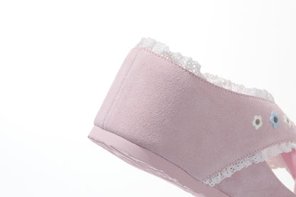 13DE MARZO Mini Bear Lace Trimmed Flip Flops Pink