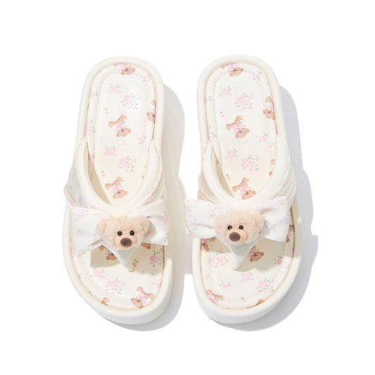13DE MARZO Floral-print Wedge Sandals Pink