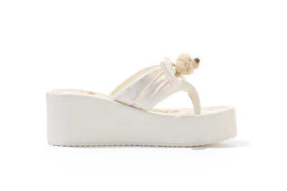 13DE MARZO Floral-print Wedge Sandals Pink