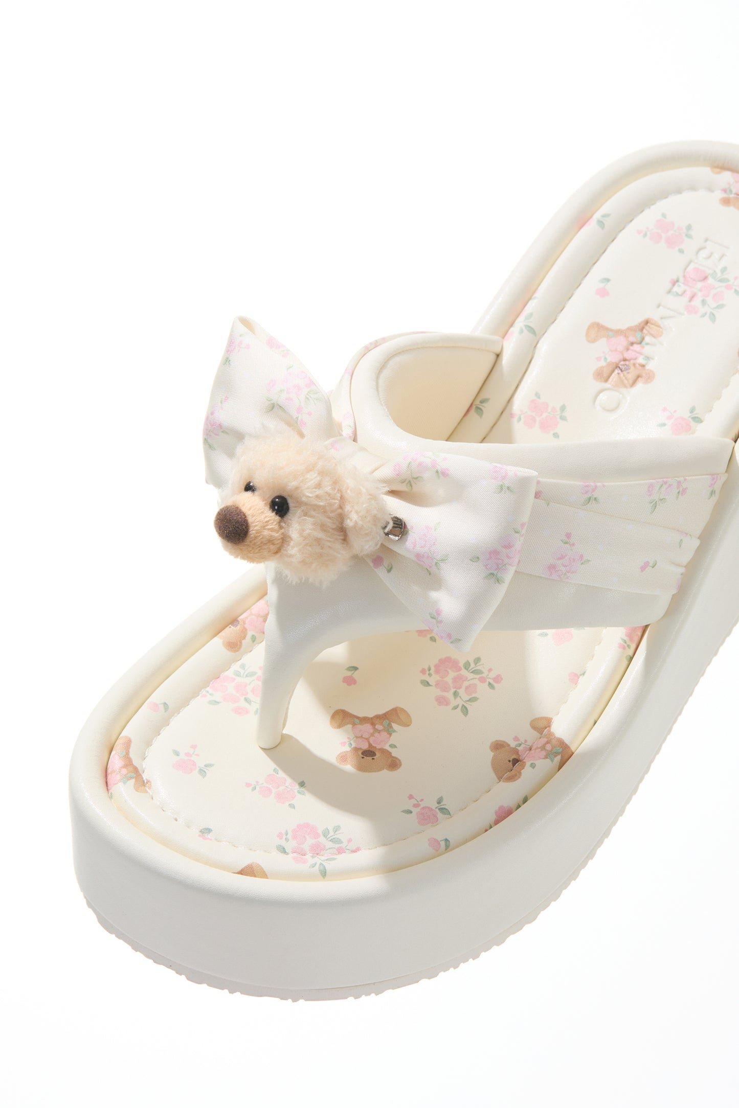 13DE MARZO Floral-print Wedge Sandals Pink