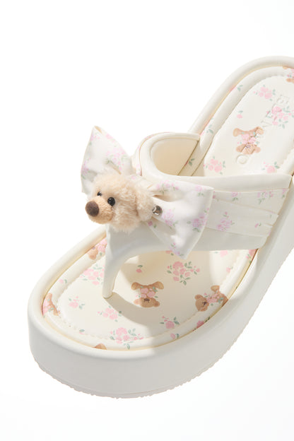 13DE MARZO Floral-print Wedge Sandals Pink