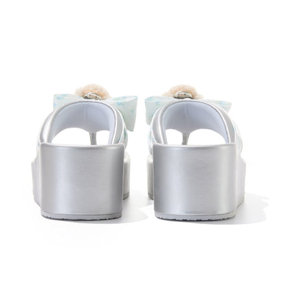 13DE MARZO Floral-print Wedge Sandals Silver