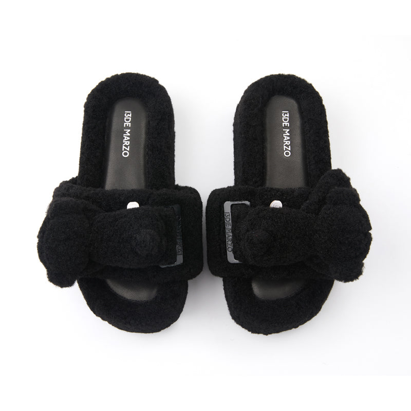 13DE MARZO Bear Flip-top Fur Slippers - 13DE MARZO