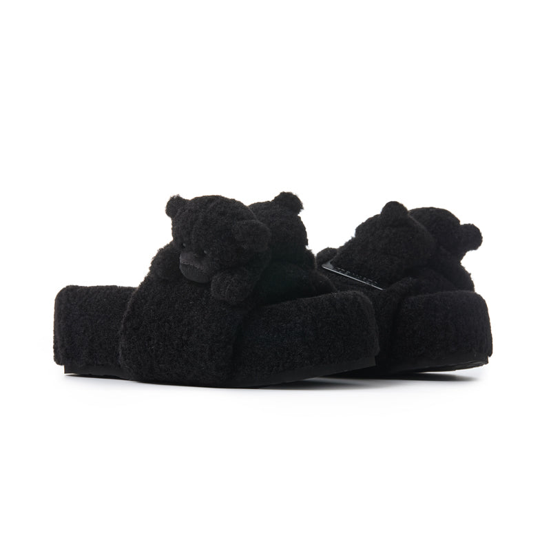 13DE MARZO Bear Flip-top Fur Slippers - 13DE MARZO