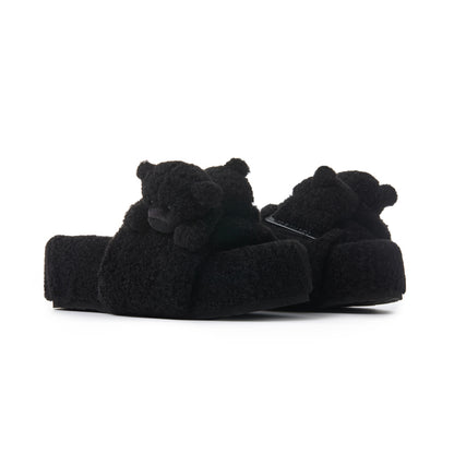 13DE MARZO Bear Flip-top Fur Slippers - 13DE MARZO