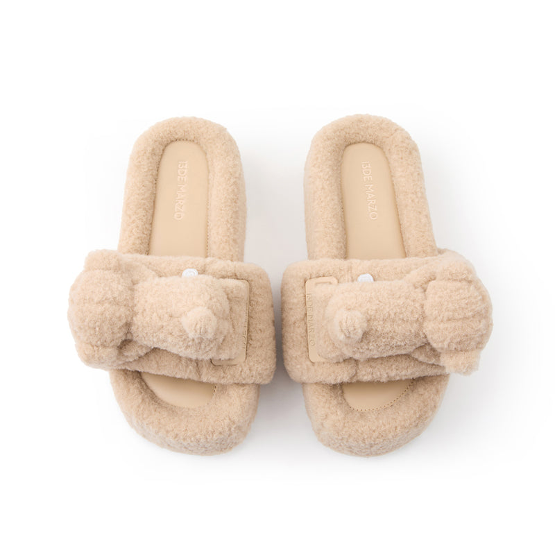 13DE MARZO Bear Flip-top Fur Slippers - 13DE MARZO