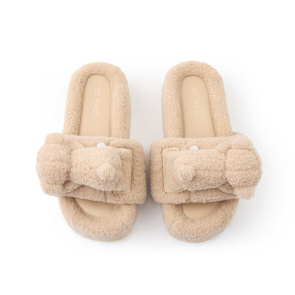 13DE MARZO Bear Flip-top Fur Slippers - 13DE MARZO