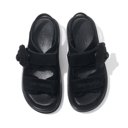 13DE MARZO Doozoo Bear Sandals Black