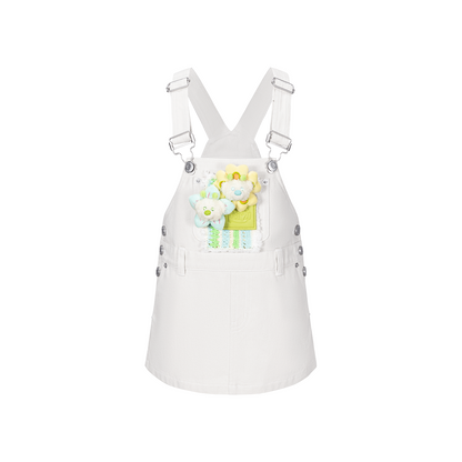 13DE MARZO Floral BabyBear Overall White - 13DE MARZO