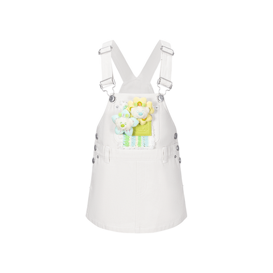 13DE MARZO Floral BabyBear Overall White - 13DE MARZO
