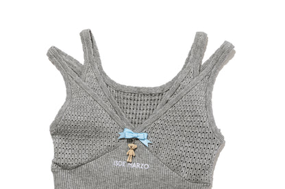 13DE MARZO Two-piece Style Lace-up Sleeveless Top Grey