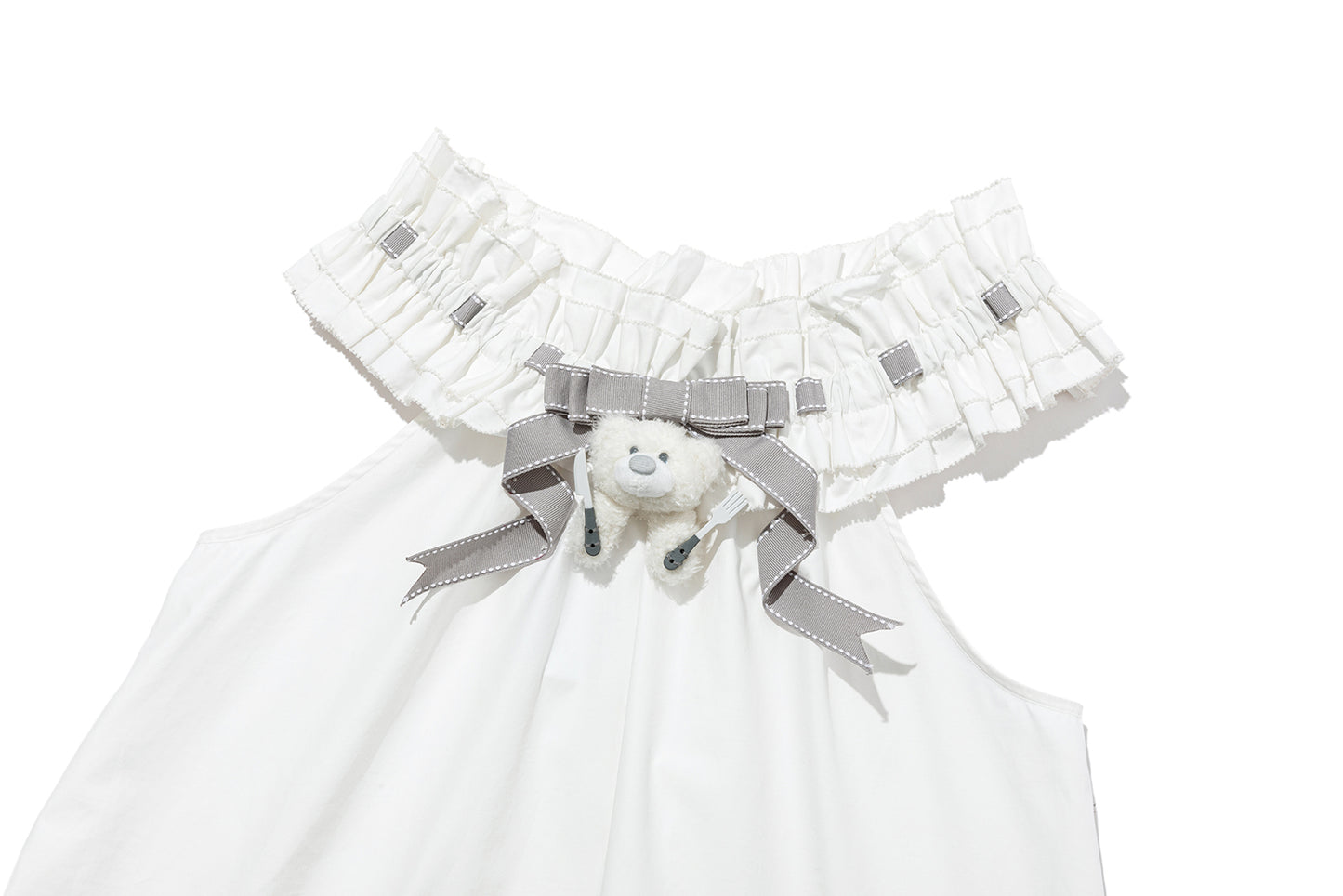 13DE MARZO Smocked Lace Trim Vest - 13DE MARZO
