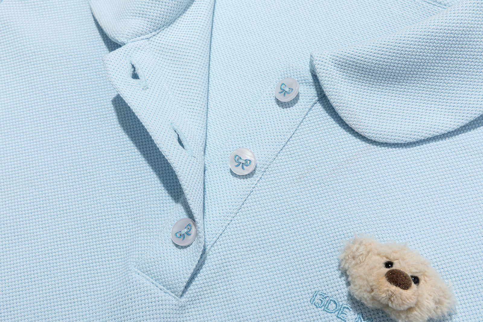 13DE MARZO Smocked Puff Sleeve Polo Style T-shirt - 13DE MARZO