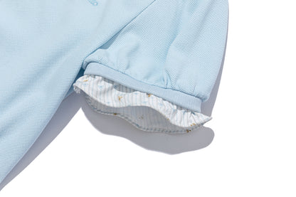 13DE MARZO Smocked Puff Sleeve Polo Style T-shirt - 13DE MARZO