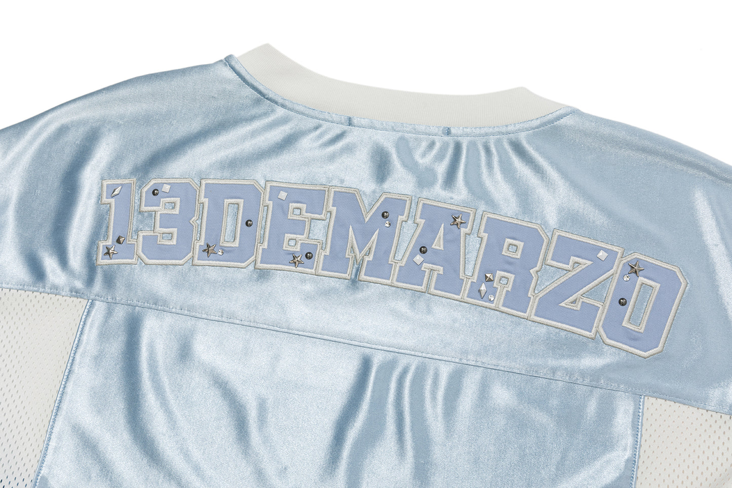 13DE MARZO Bear Cheerleader Satin Jersey T-shirt Blue - 13DE MARZO