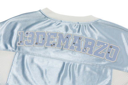 13DE MARZO Bear Cheerleader Satin Jersey T-shirt Blue - 13DE MARZO
