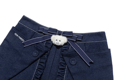 13DE MARZO Bow Tie Lace Trim Denim Skort