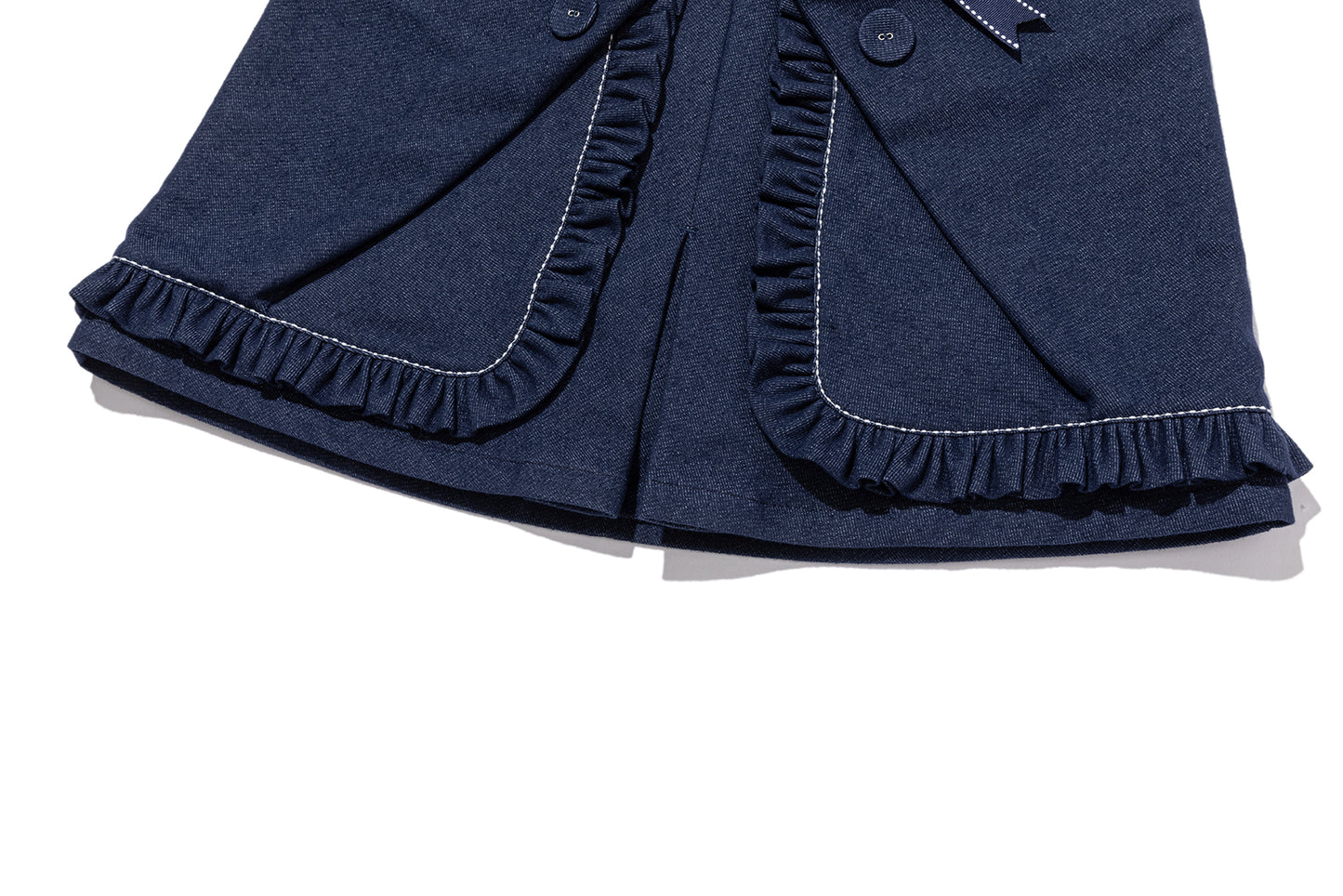 13DE MARZO Bow Tie Lace Trim Denim Skort