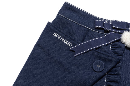 13DE MARZO Bow Tie Lace Trim Denim Skort