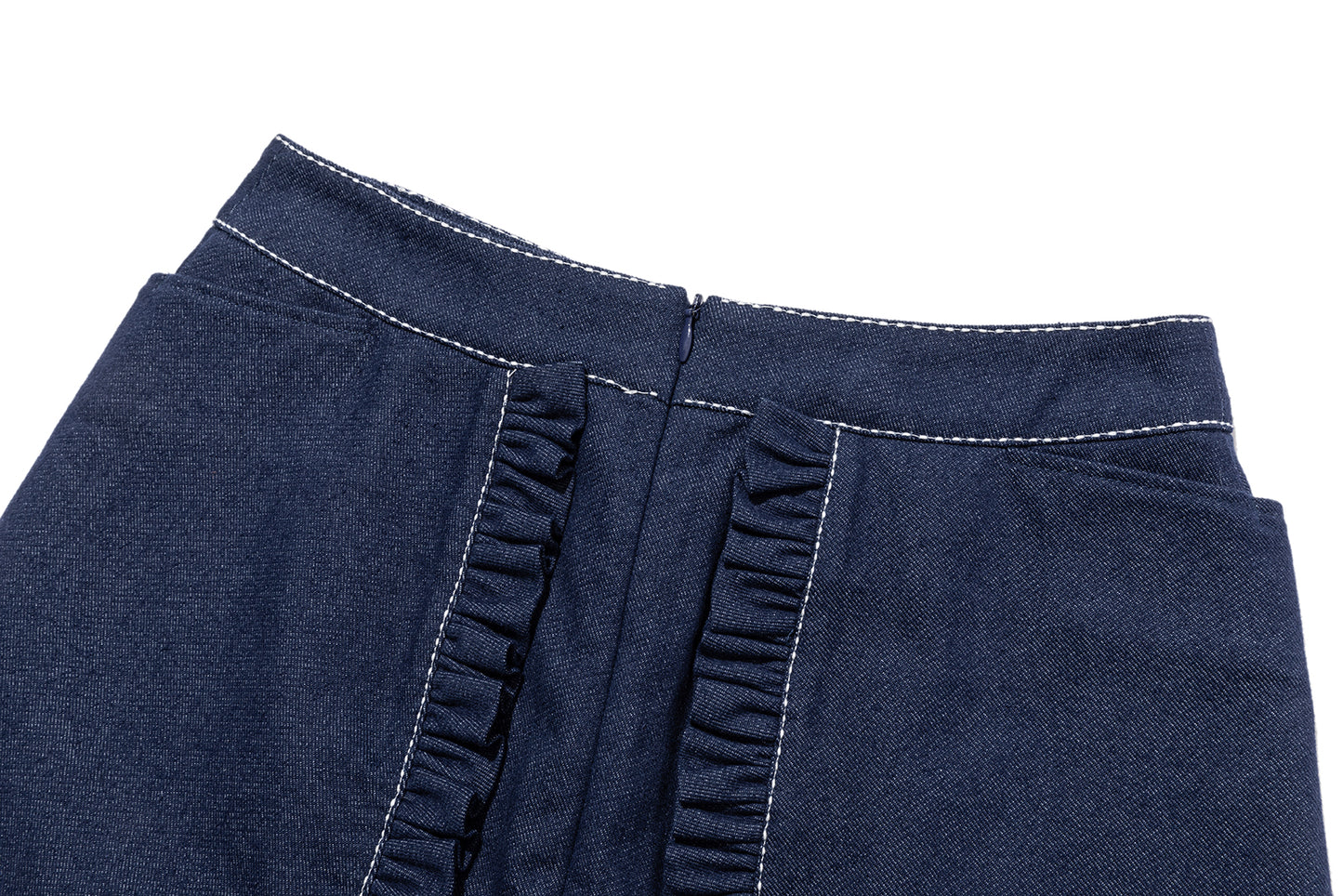 13DE MARZO Bow Tie Lace Trim Denim Skort