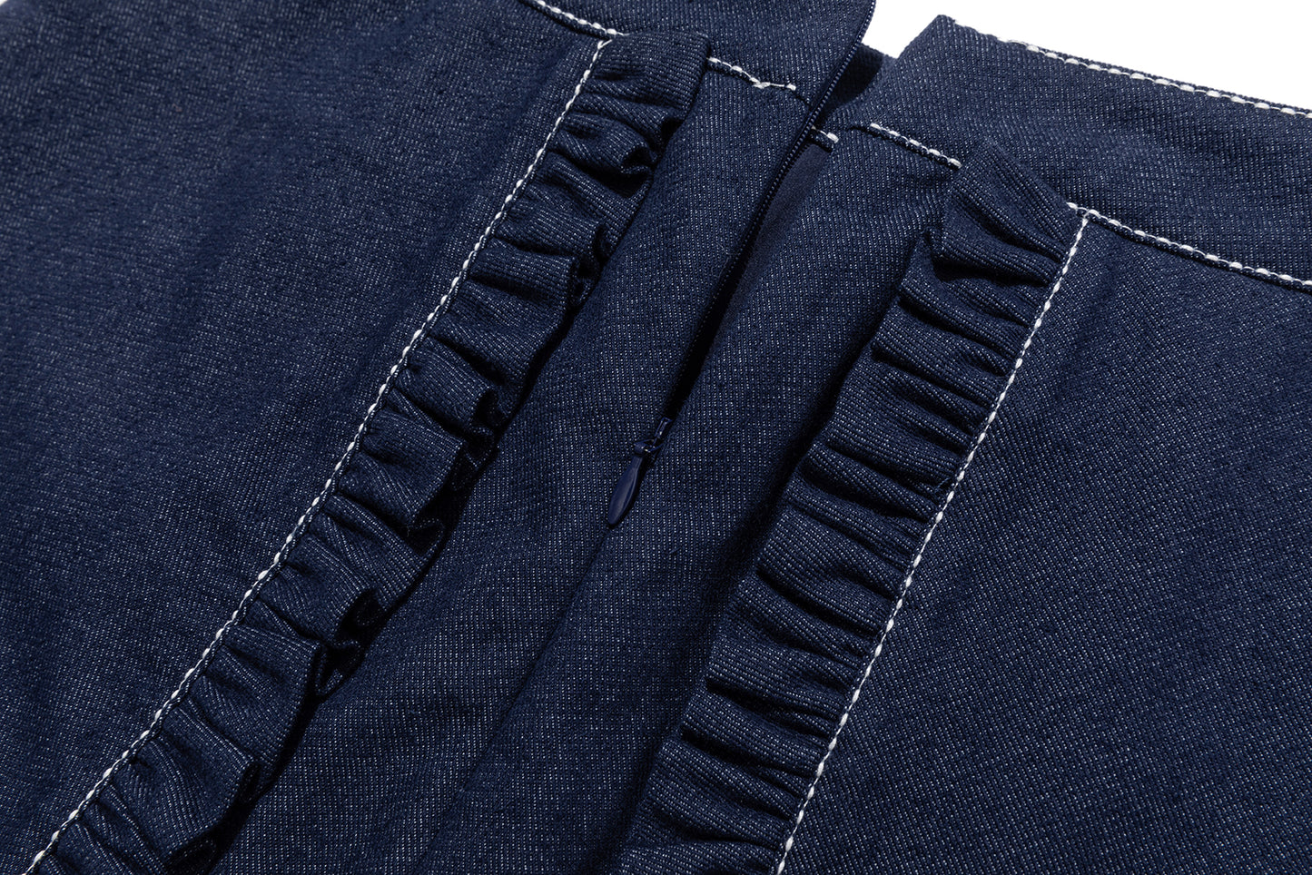 13DE MARZO Bow Tie Lace Trim Denim Skort