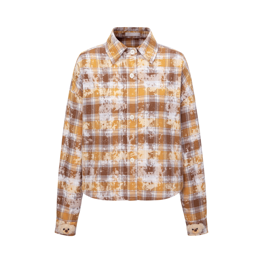 13DE MARZO Stained Plaid Shirt - 13DE MARZO