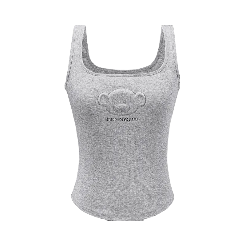 13DE MARZO Bear Logo Tank Top Dark Grey