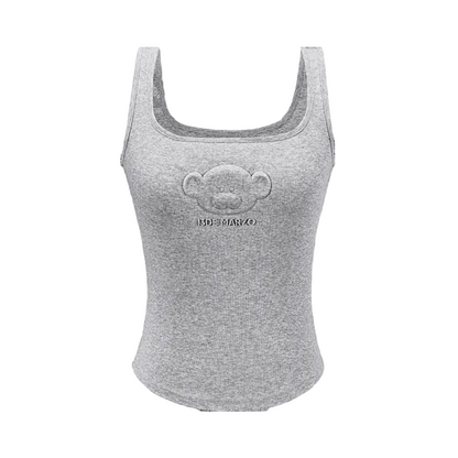 13DE MARZO Bear Logo Tank Top Dark Grey