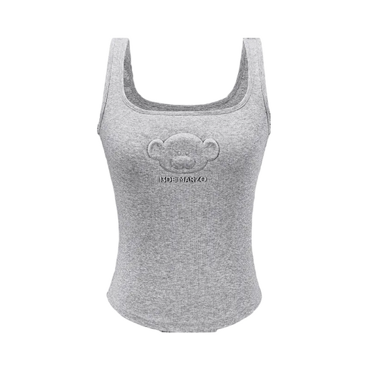 13DE MARZO Bear Logo Tank Top Dark Grey