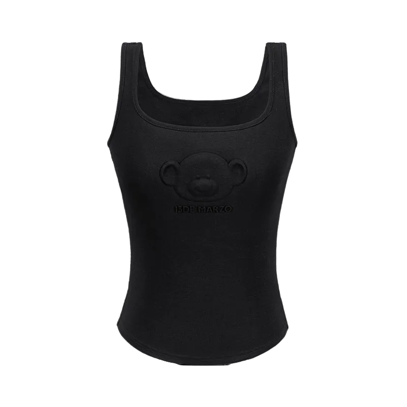 13DE MARZO Bear Logo Tank Top Black