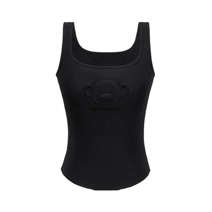 13DE MARZO Bear Logo Tank Top Black